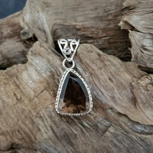 Sterling silver Smokey Quartz pendant.